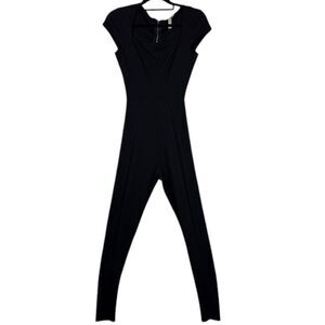 Reformed Black Jumpsuit Catsuit Black Back Zipper Silver Skinny Fit Size XS